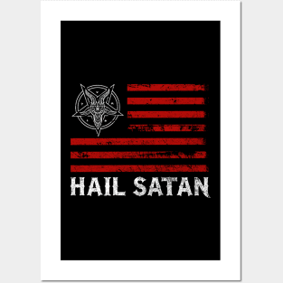 Hail Satan I Satanic Goat I Occult Baphomet Gift product Posters and Art